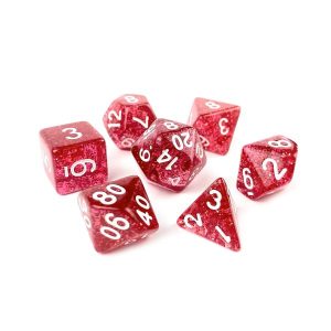 Coral Red Glitter Transparent Dice