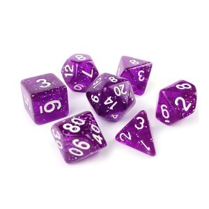 Purple Glitter Transparent Dice