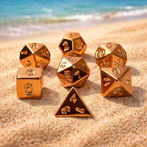 Metal Dice on Sand