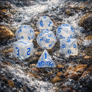 Transparent Dice On Water Flow