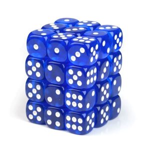 blue transparent dice D6