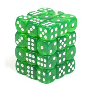 green transparent dice D6
