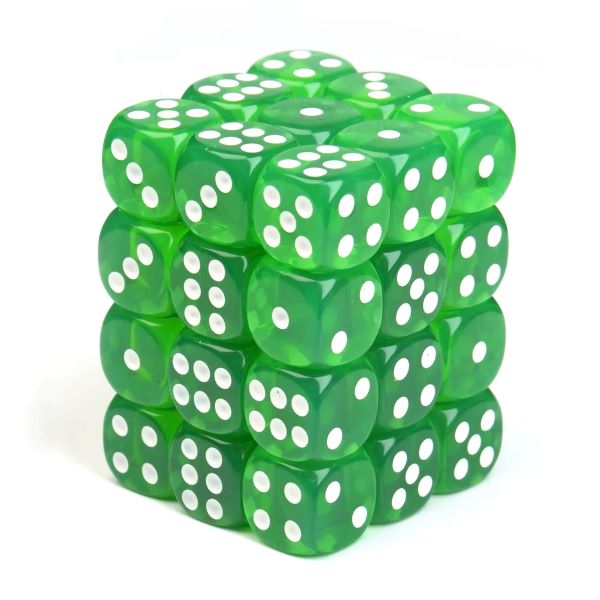 green transparent dice D6