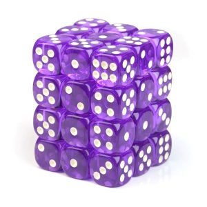 purple transparent dice D6