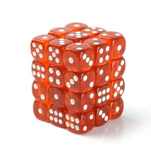 red transparent dice D6