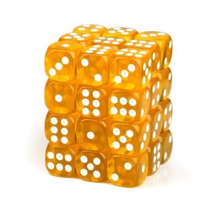 golden yellow transparent dice D6