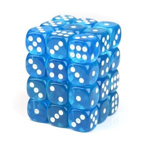 light blue transparent dice D6